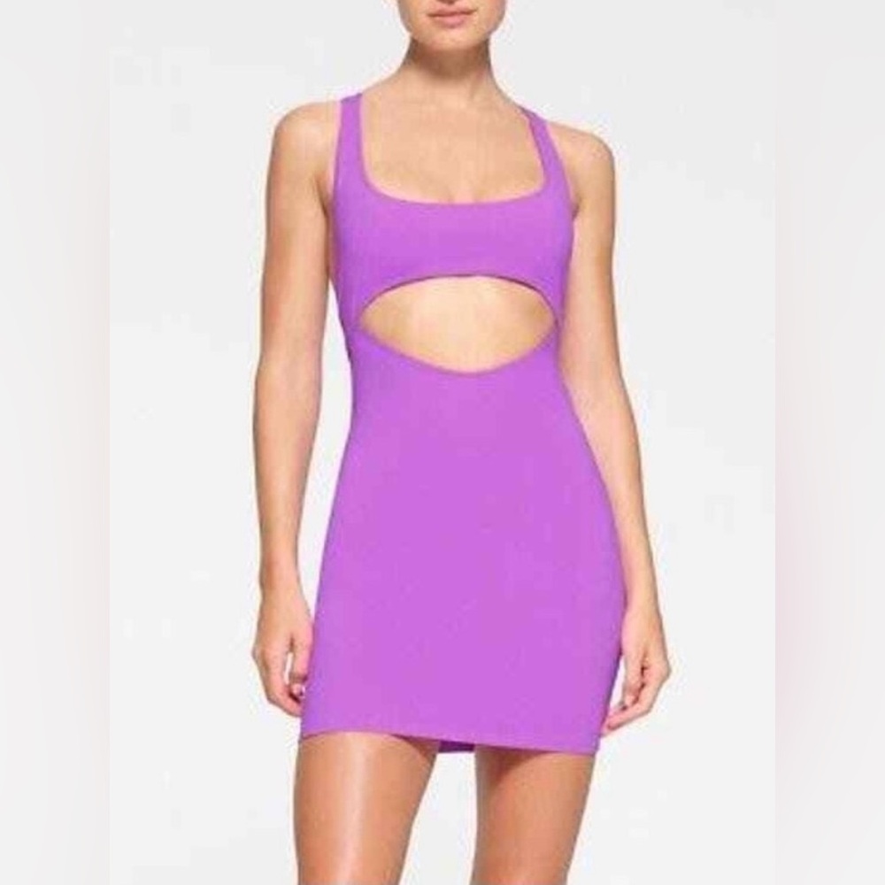 SKIMS Recycled Swim Cut Out Tank Dress in Violet Color NWT Size Large